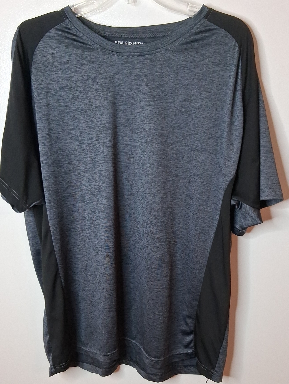 Essentials Men's Short Sleeve Performance Tee - Charcoal Heather & Black Panels